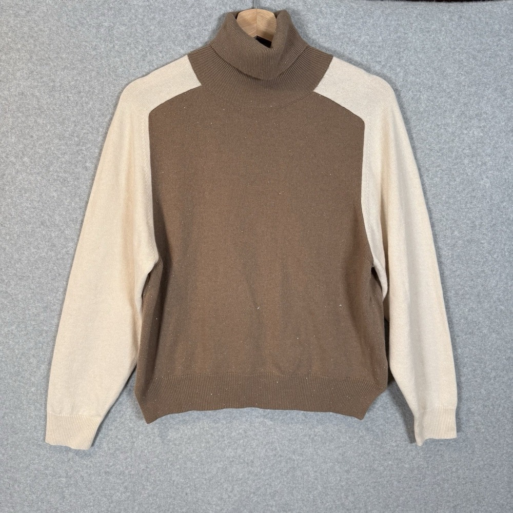 Peserico Italy Wool Silk Cashmere Colorblock Turtleneck Sweater Size‎ 42 US 6